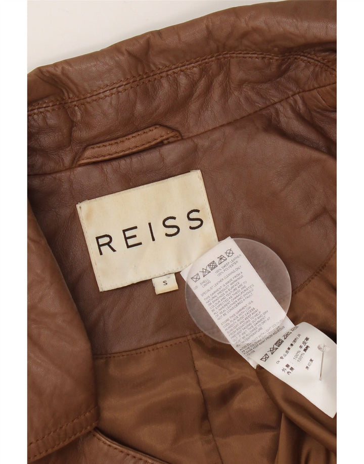 Damska kurtka skórzana Reiss Crop UK 10, mała brązowa skóra