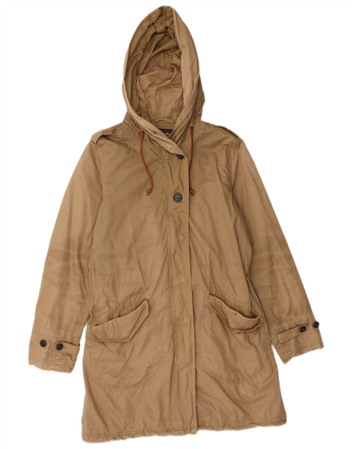 Damska kurtka parka z kapturem Woolrich UK 10, mała, brązowa bawełna
