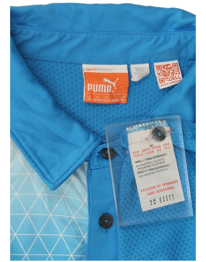 Męska koszulka polo PUMA XL, niebieski, poliester z blokami kolorów