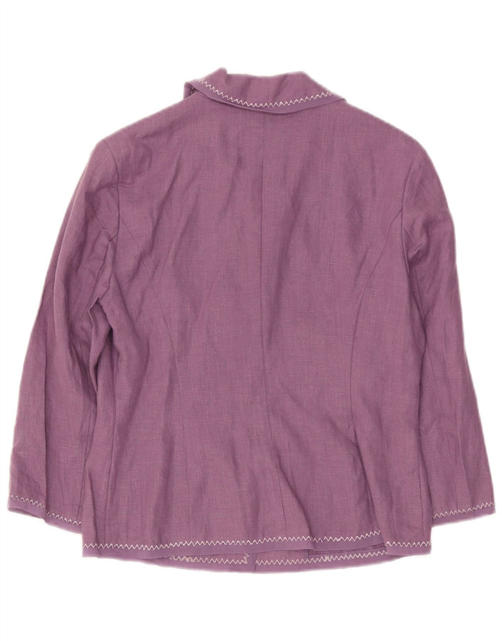Damska marynarka zapinana na 3 guziki Laura Ashley UK 8 Small Purple Linen