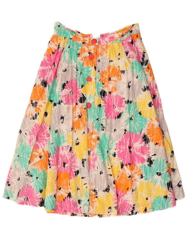 Damska spódnica w kształcie litery A w stylu vintage EU 40 Średnia W30 Wielokolorowa bawełniana w kwiaty