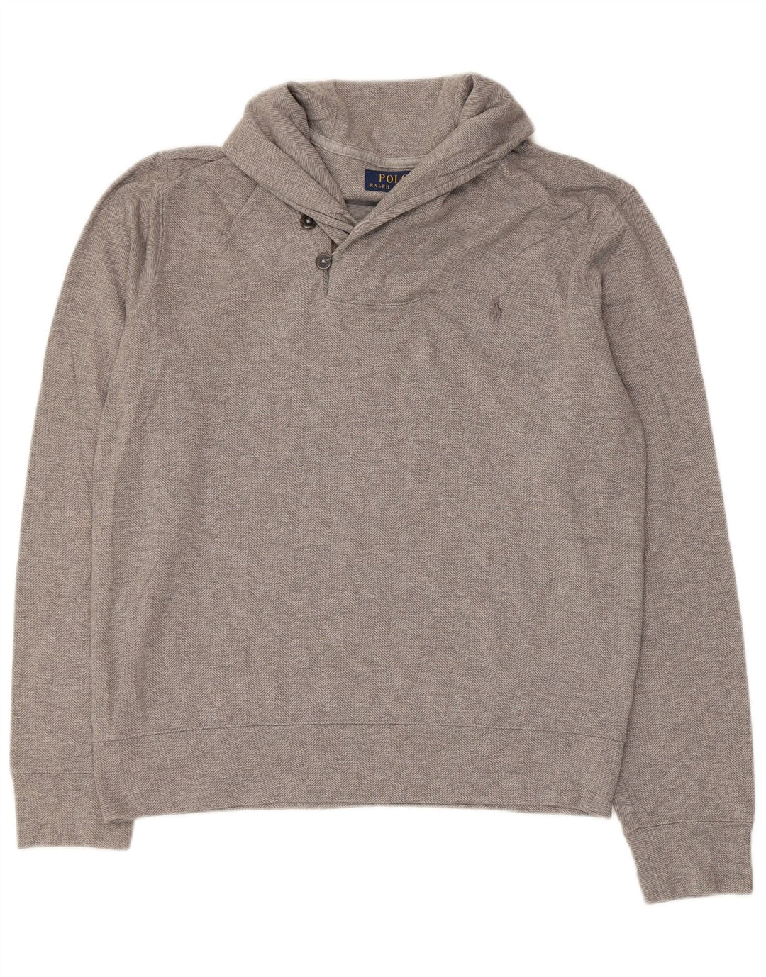 Polo Ralph Lauren Męski sweter z szalowym dekoltem, średnioszary, bawełniany