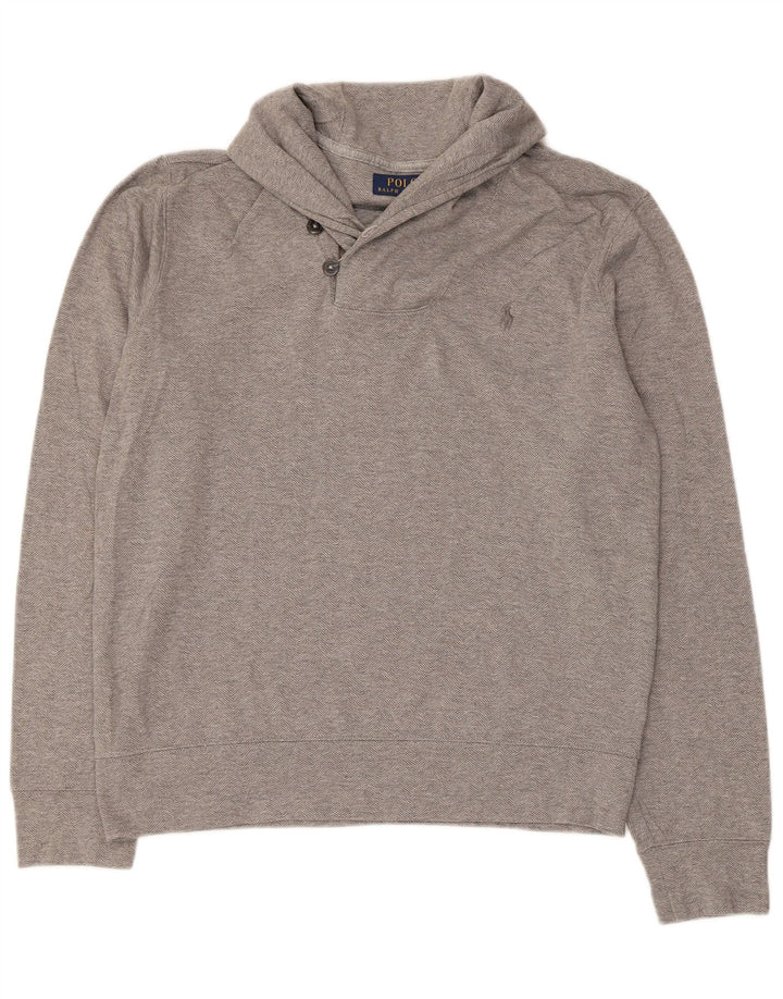 Polo Ralph Lauren Męski sweter z szalowym dekoltem, średnioszary, bawełniany