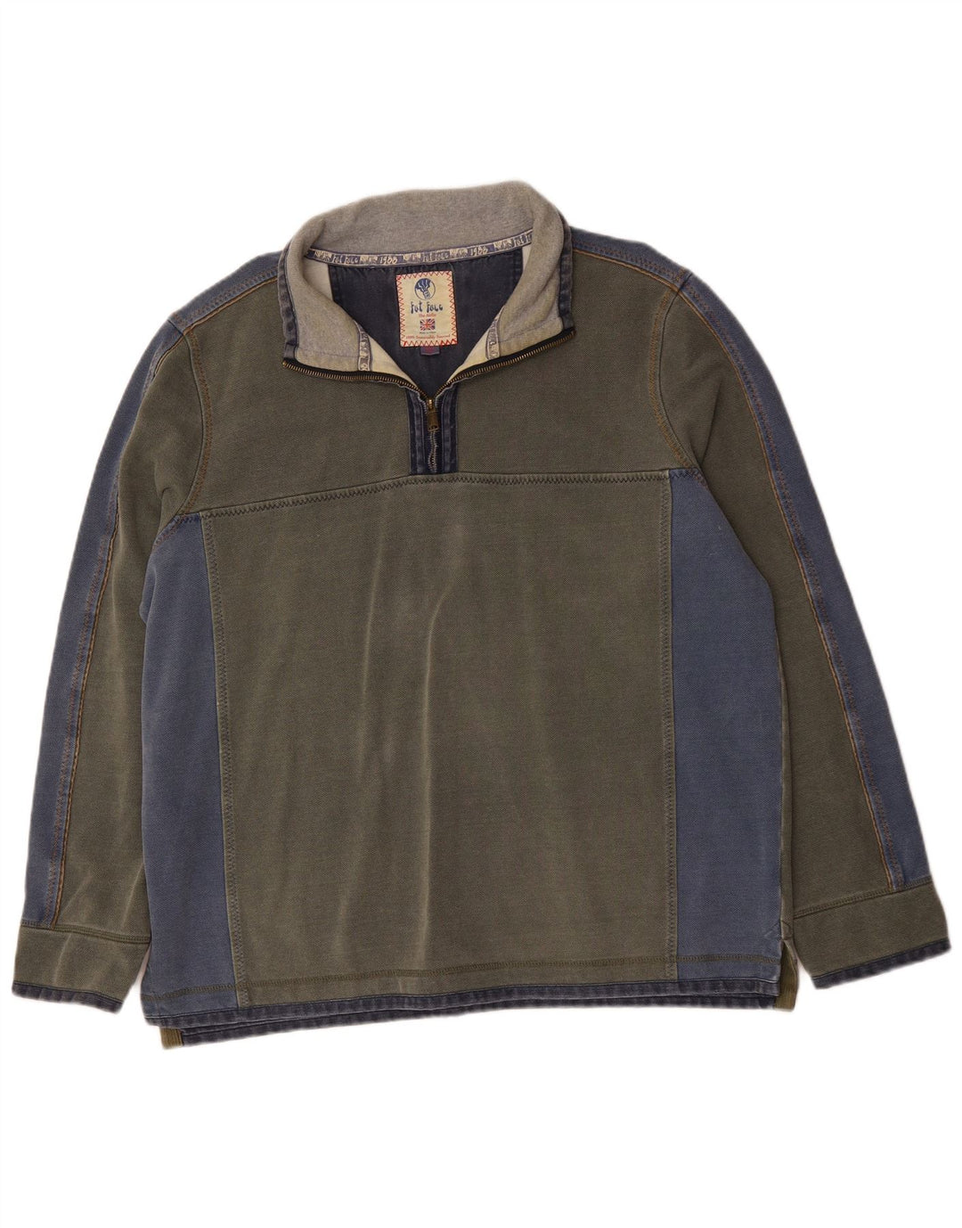 Męska bluza z kapturem i zamkiem FAT FACE 2XL, szara, bawełniana w bloki kolorów