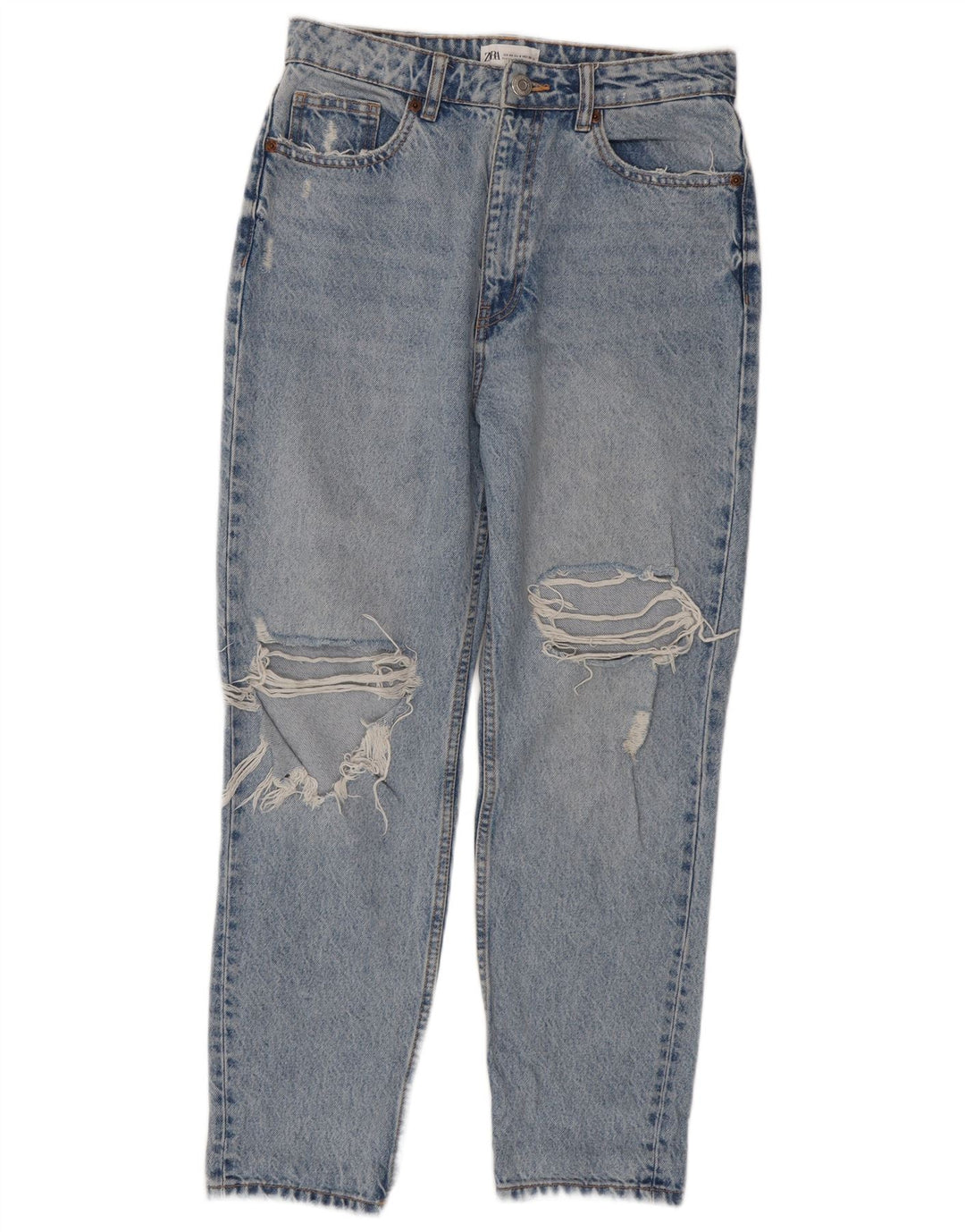 Damskie jeansy Zara w trudnej sytuacji, zwężane EU 40, średnie W30 L28, niebieskie