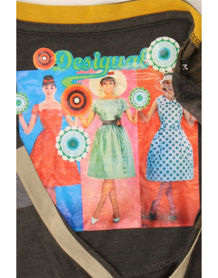 Damski top graficzny Desigual z długim rękawem, UK 14, średni, wielokolorowy