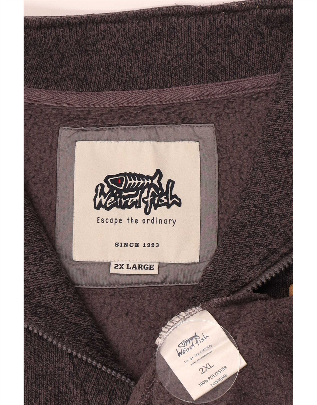 Męski sweter zapinany na zamek Weird Fish, 2XL, szary poliester