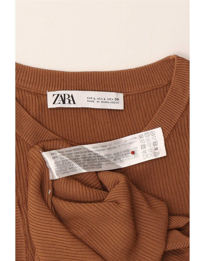 Damski top z kamizelką Zara UK 14 Large Brown wiskoza