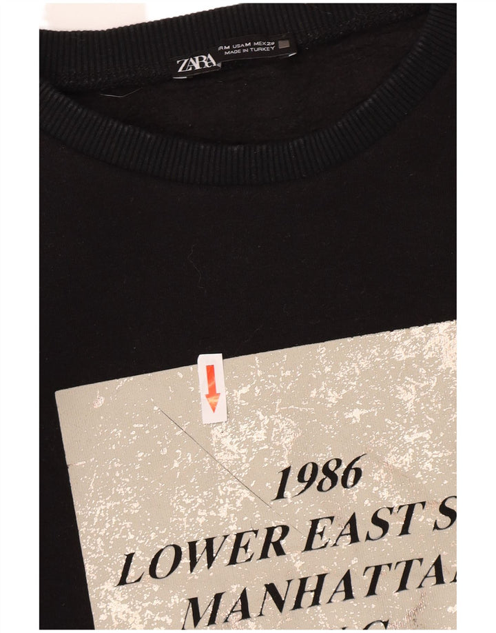 Damska bluza z grafiką Zara UK 14, średnia czarna