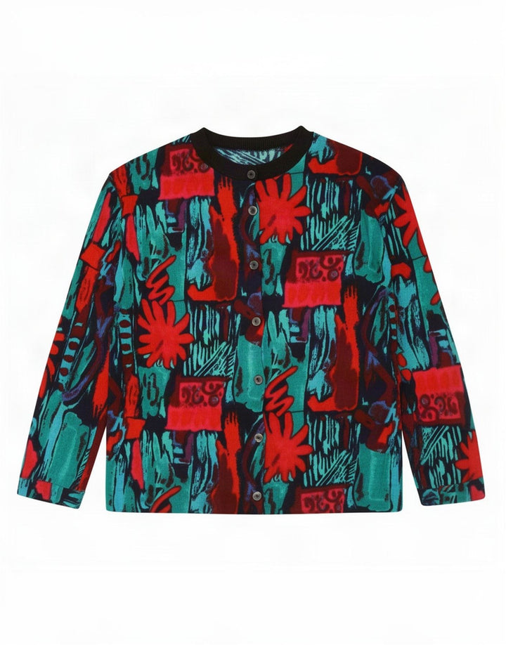 Sweter damski w stylu vintage z abstrakcyjnym wzorem UK 16, duży, wielokolorowy
