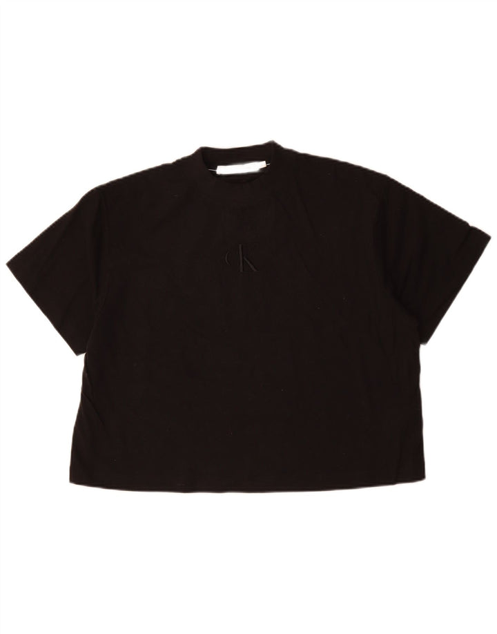CALVIN KLEIN Damski T-shirt oversize z grafiką Top UK 10 Small Black