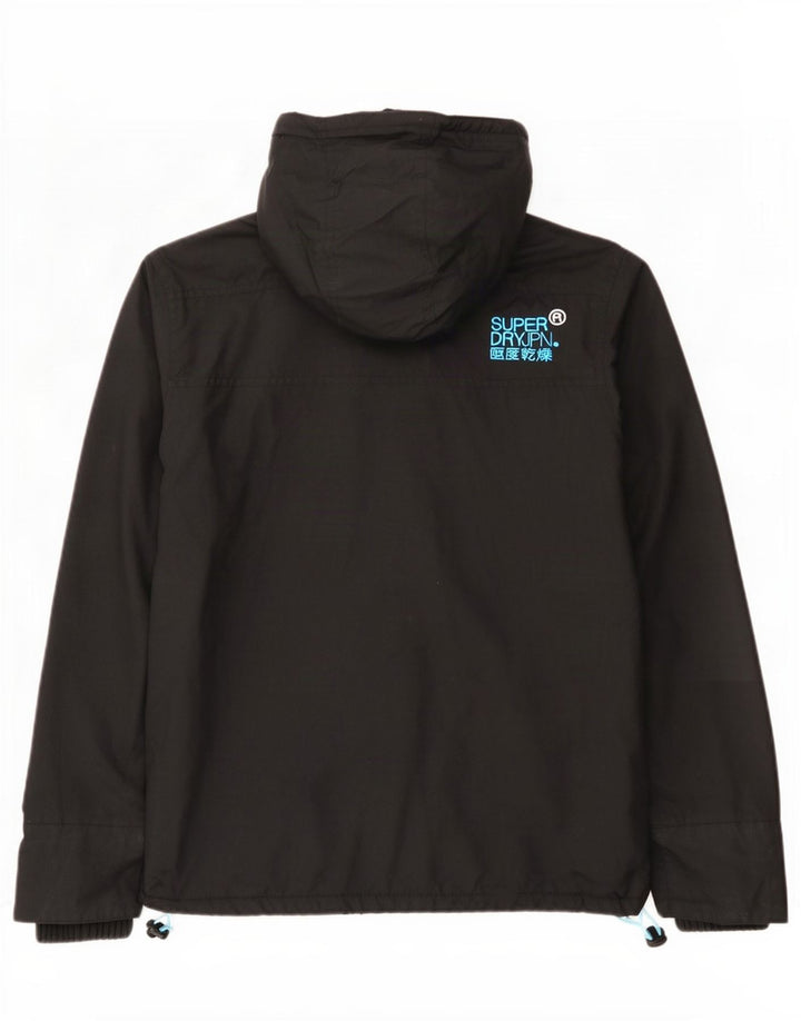 Damska kurtka wiatrówka z kapturem Superdry UK 14, średni czarny nylon
