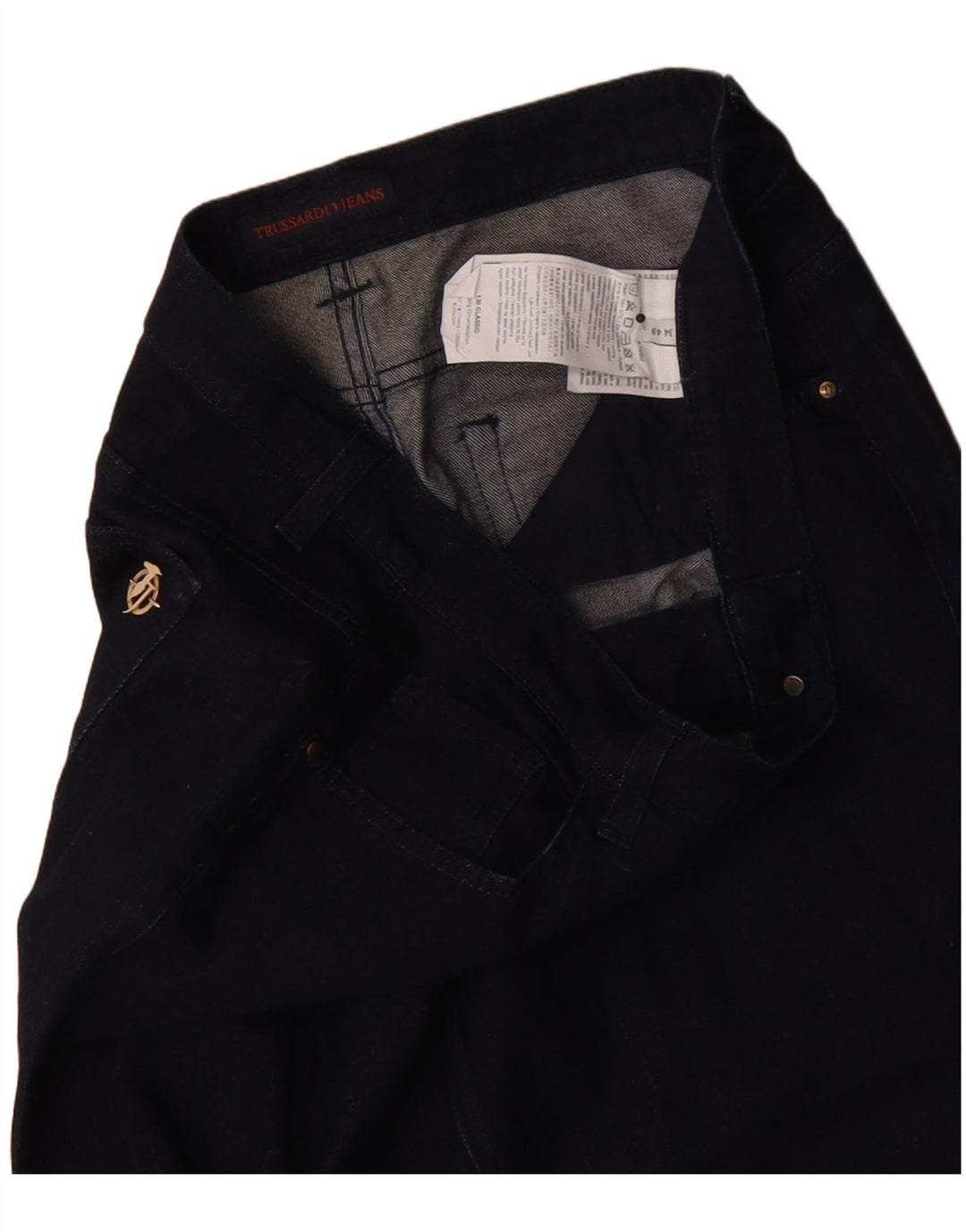 Damskie proste dżinsy Trussardi IT 48 XL W34 L28 Granatowy poliester