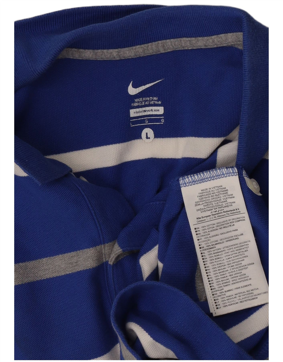 Męska koszulka polo NIKE, duża, bawełniana w niebieskie paski