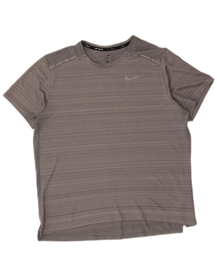 Męski T-shirt Nike Dri Fit, duży, szary, poliestrowy w prążki
