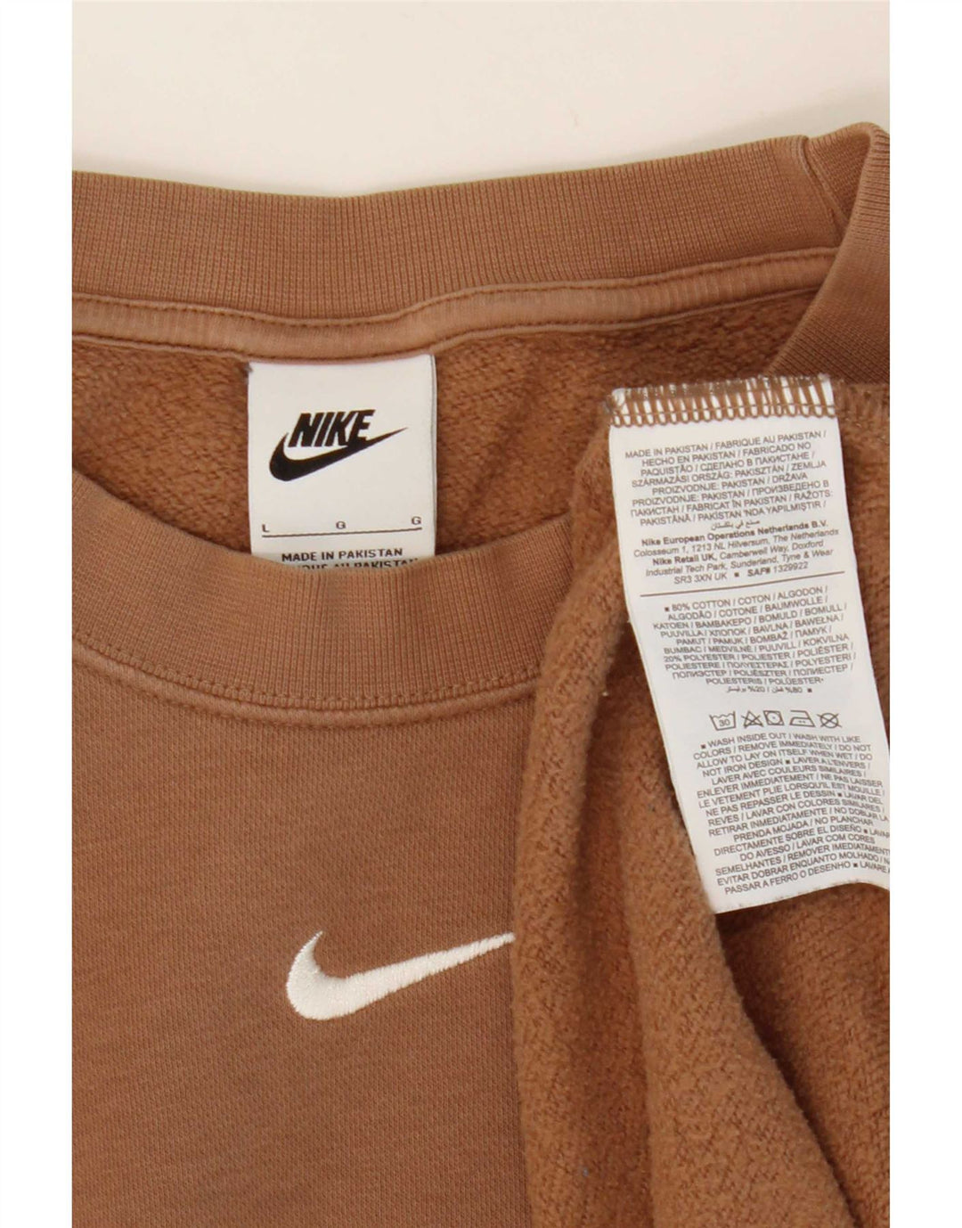 Damski sweter oversize Nike UK 16, duży, brązowy, bawełniany
