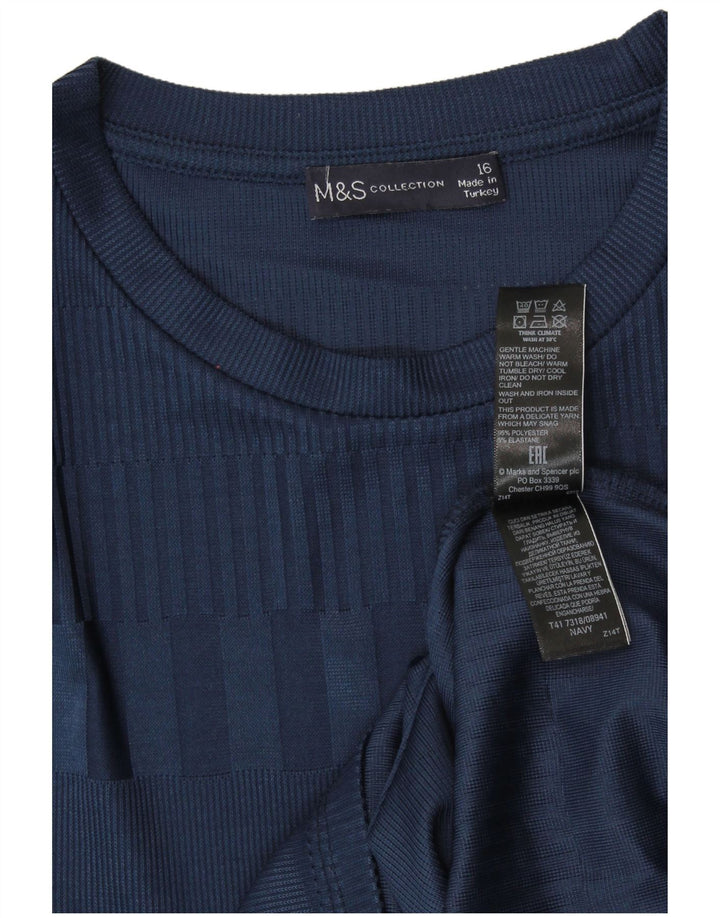 MARKS & SPENCER T-shirt damski Top UK 16, duży, granatowy, poliestrowy w paski
