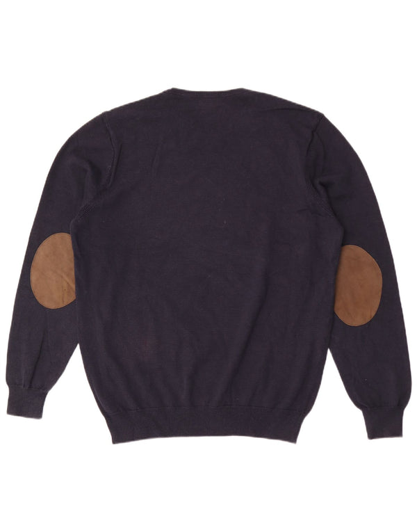 Męski sweter z okrągłym dekoltem Massimo Dutti XL, granatowy, bawełniany