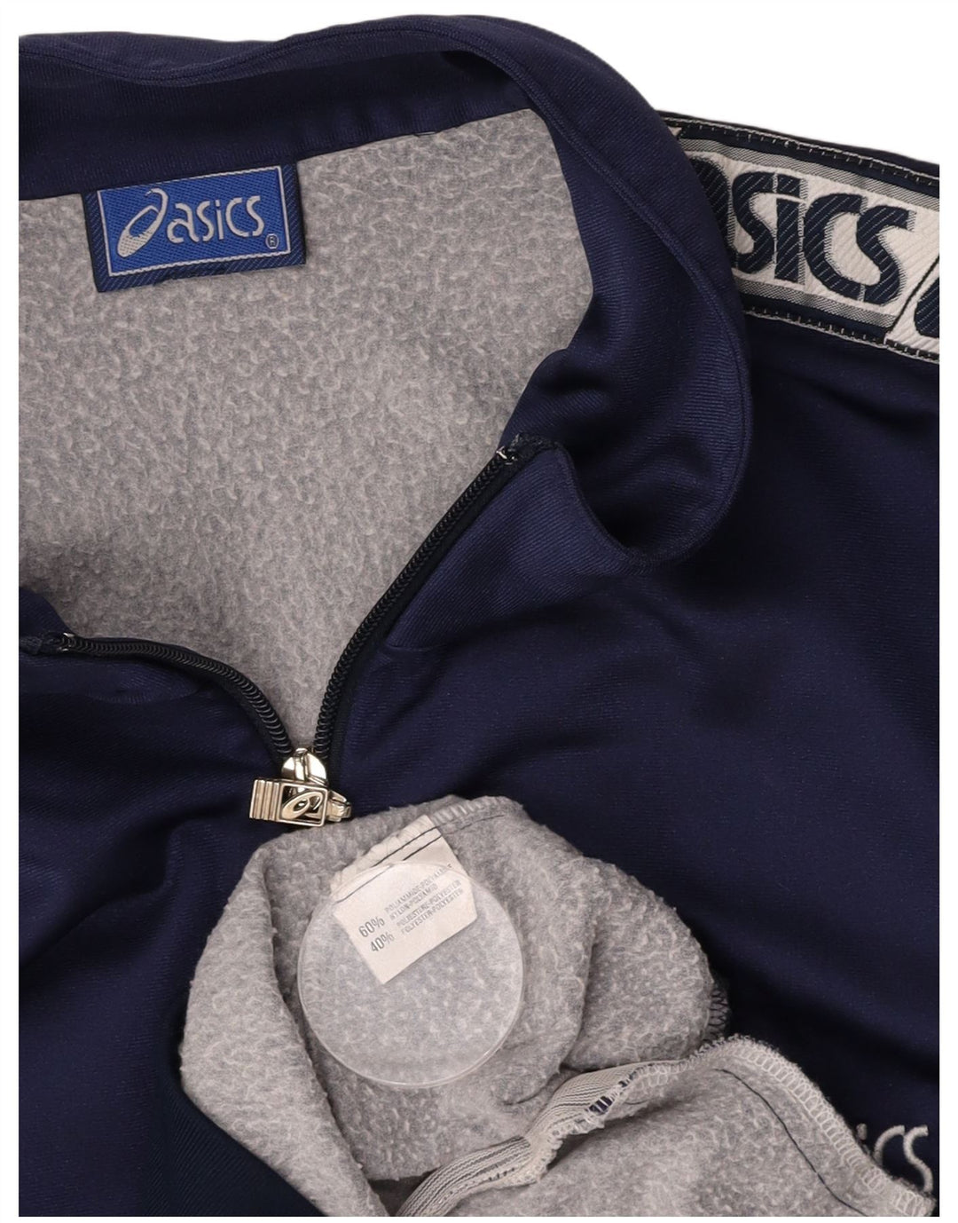 Męska kurtka dresowa ASICS z grafiką, duża granatowa, poliamidowa