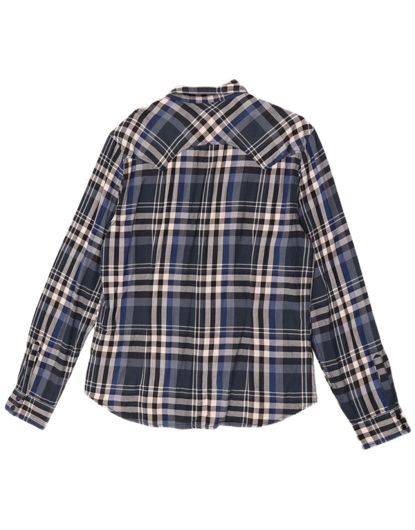 Koszula flanelowa męska Guess Slim Fit UK 40, średnia, granatowa, bawełniana w kratę