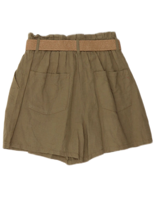 Damskie spodenki chino z wysokim stanem Zara, średnie W30, khaki, lniane