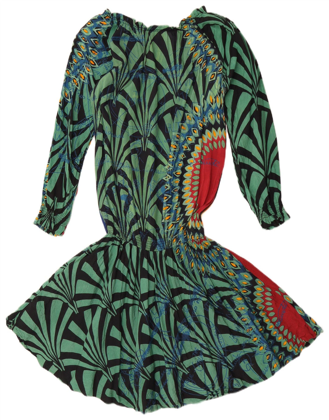 Desigual damska graficzna sukienka z obniżoną talią EU 38, średnia, wielokolorowa w kwiaty