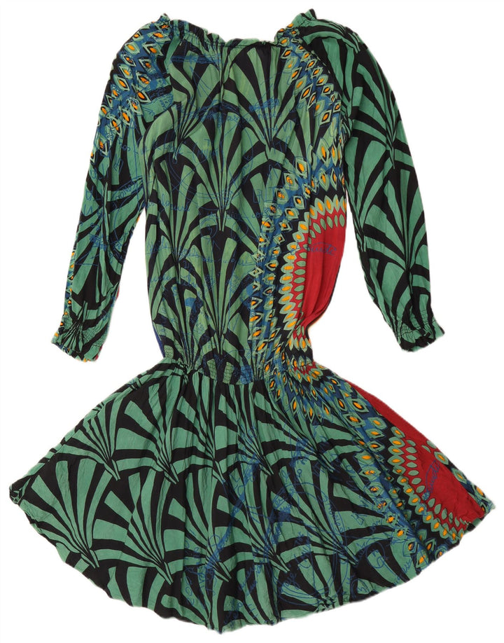 Desigual damska graficzna sukienka z obniżoną talią EU 38, średnia, wielokolorowa w kwiaty