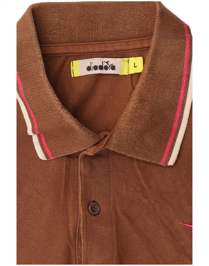 DIADORA Mens Polo Shirt Large Brown