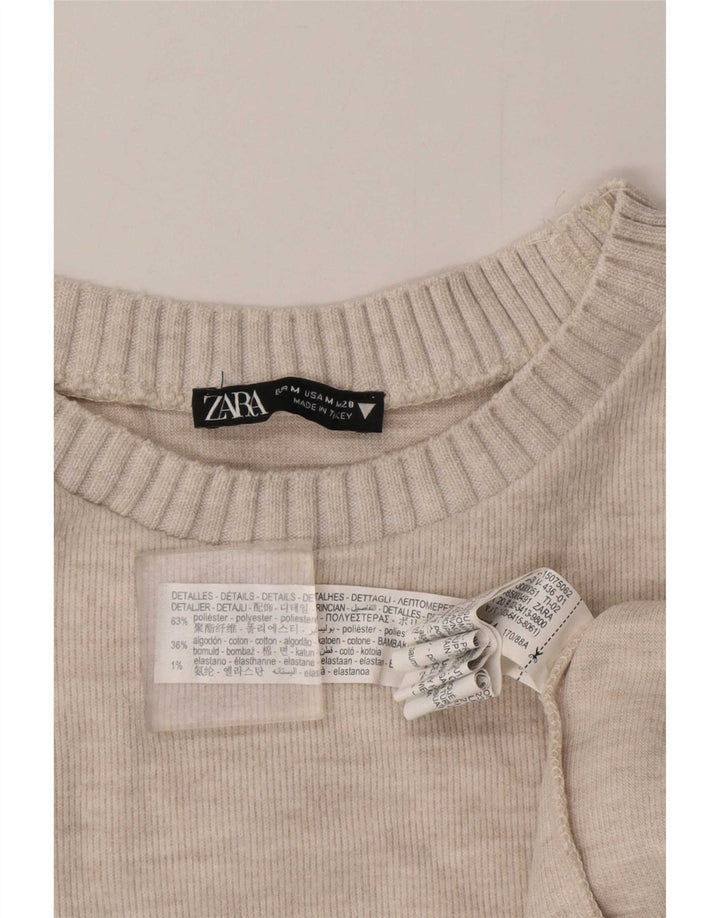 Damski sweter Zara z dekoltem w łódkę, UK 14, średni szary poliester