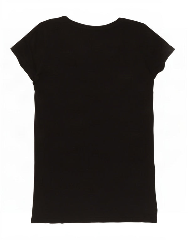 Guess Womens Graphic T-Shirt Top UK 14 Large Black Cotton