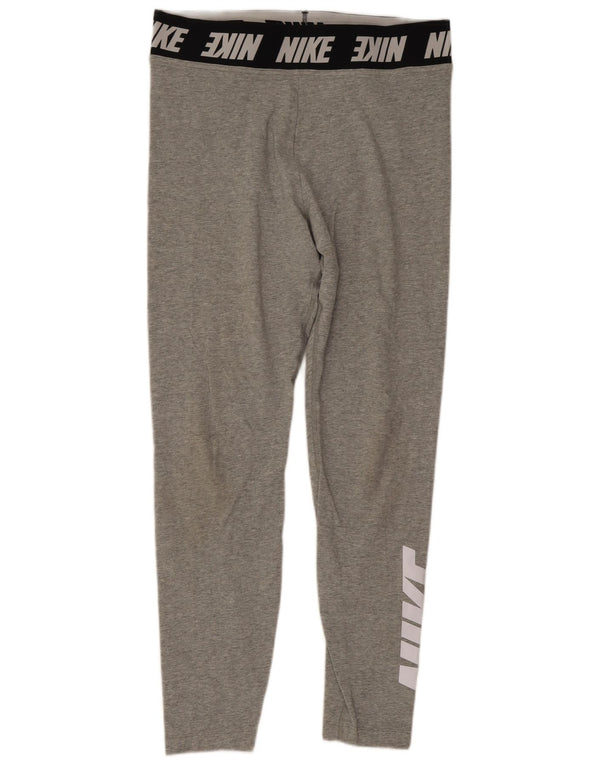 Damskie legginsy Nike Graphic UK 14, duże, szare, bawełniane z blokami kolorów