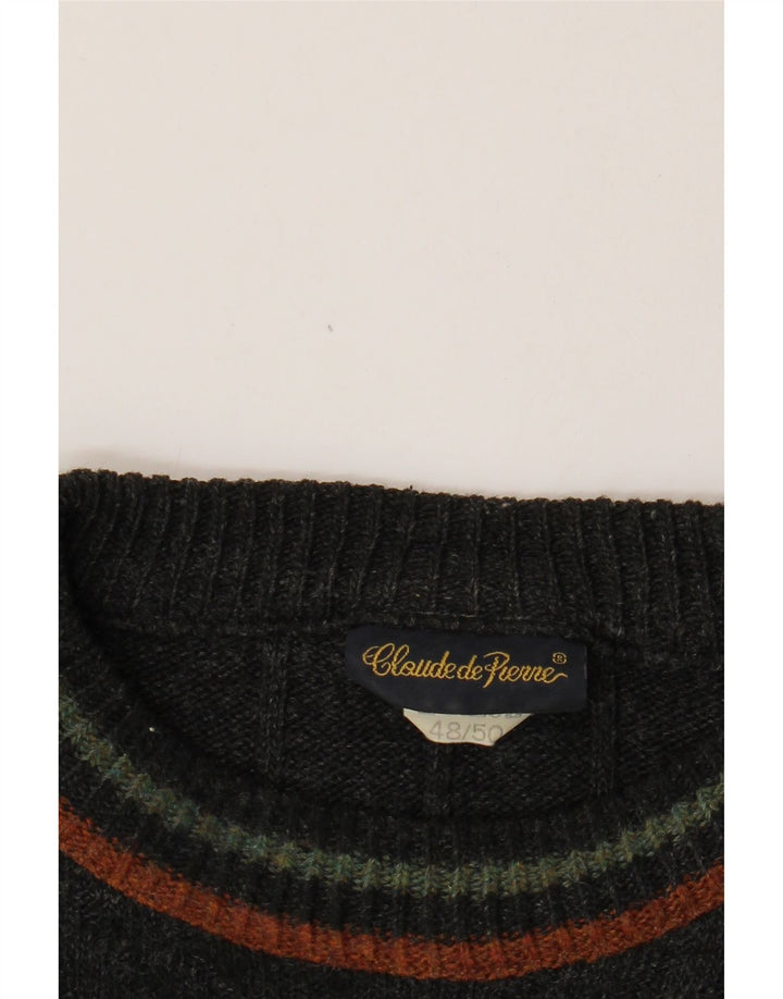 Męski sweter z okrągłym dekoltem w stylu vintage IT 48/50 Średni granatowy geometryczny