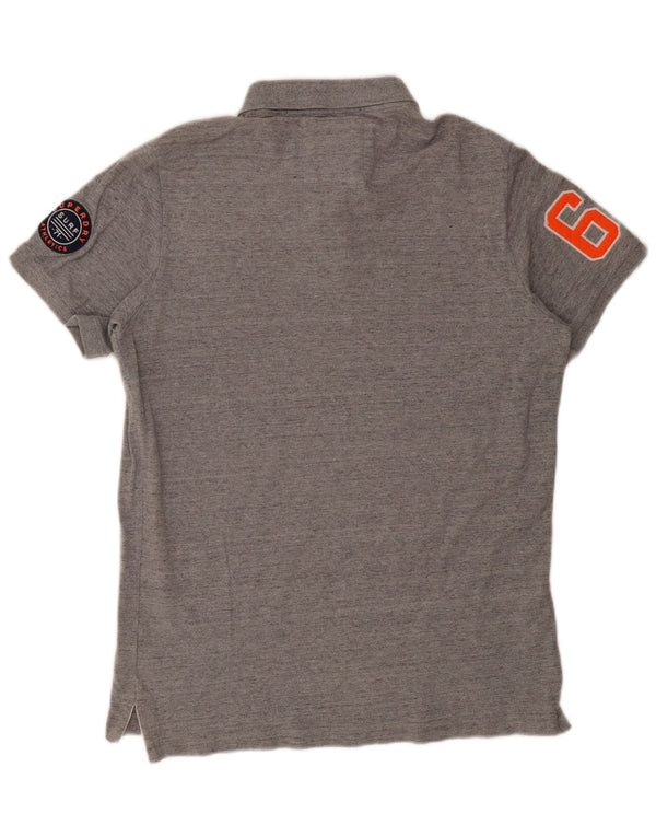 Męska koszulka polo Superdry z grafiką 2XL, szara, bawełniana