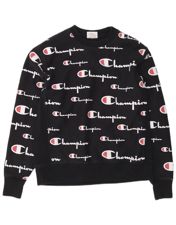 Męski sweter z grafiką Champion, duży, czarny, bawełniany