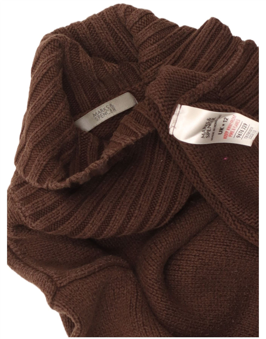 Marks & Spencer Damski sweter z okrągłym dekoltem, UK 12, średni brąz