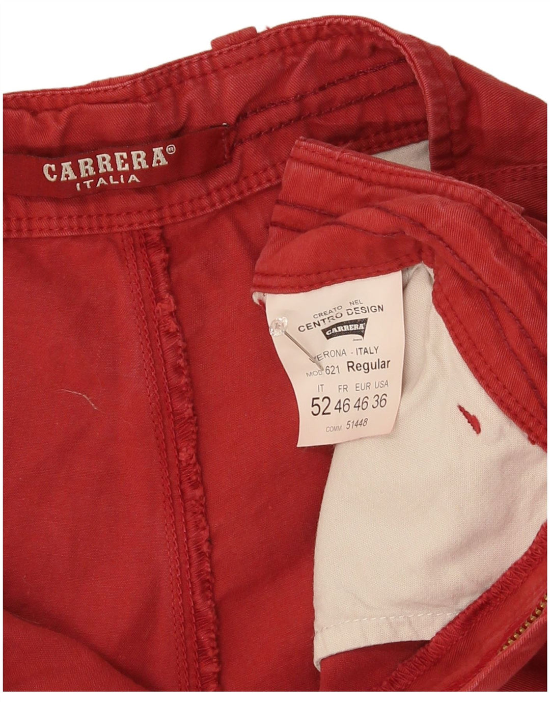 Męskie spodenki Chino Carrera IT 52 XL W36 Czerwona bawełna