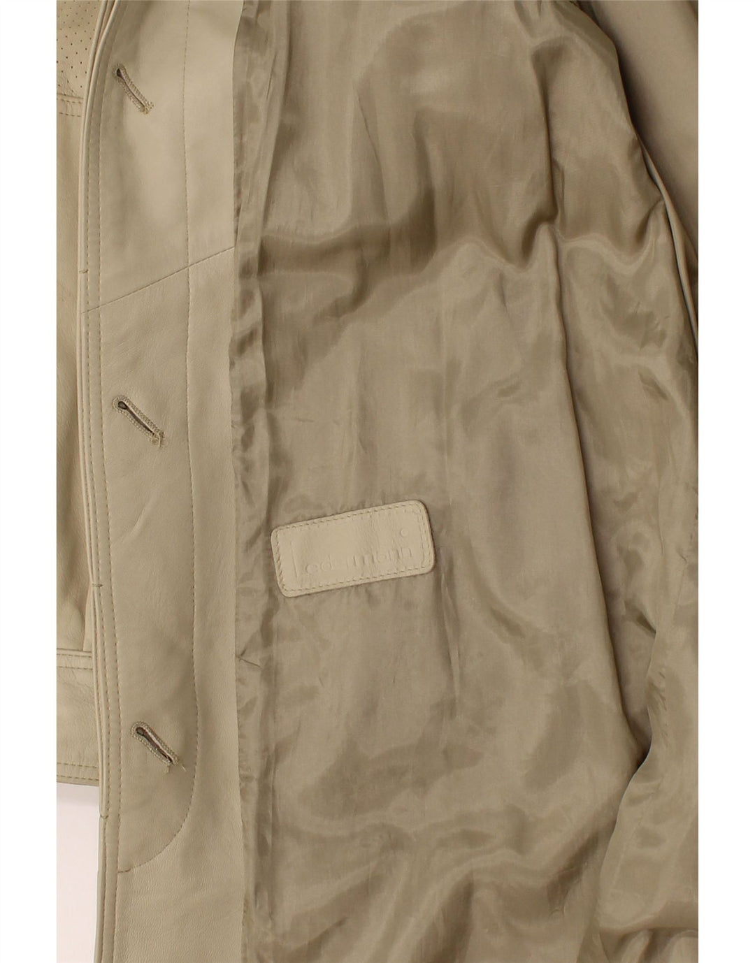 Płaszcz damski skórzany VINTAGE UK 18 XL beżowy