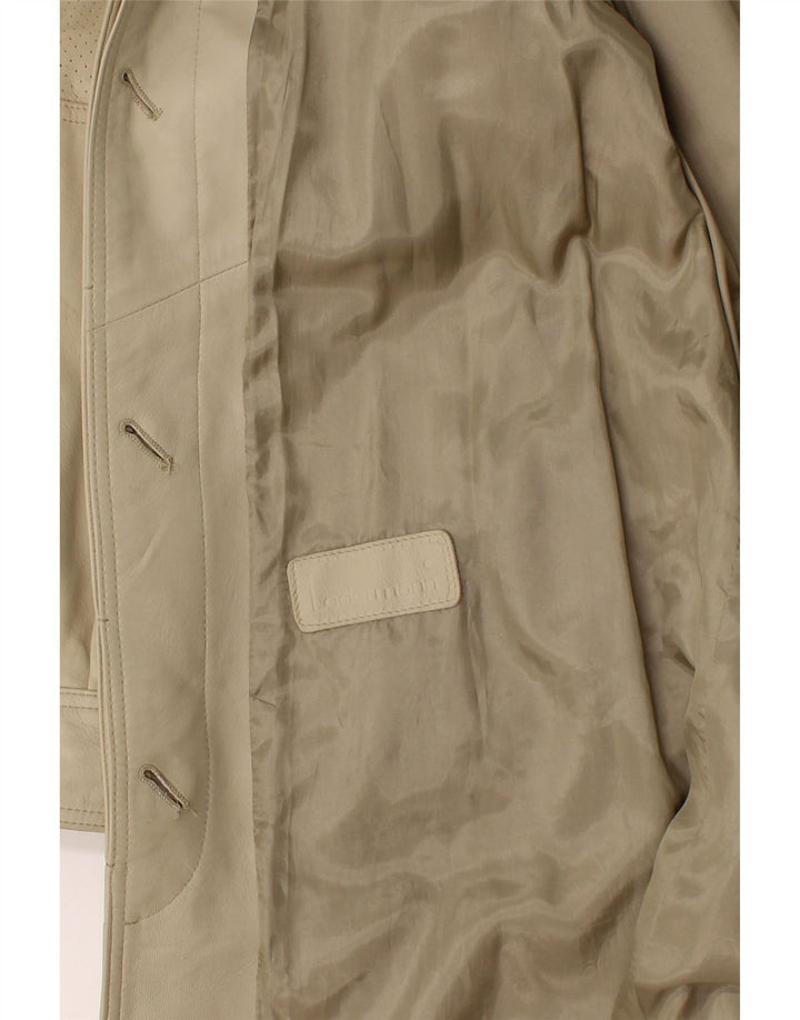 Płaszcz damski skórzany VINTAGE UK 18 XL beżowy