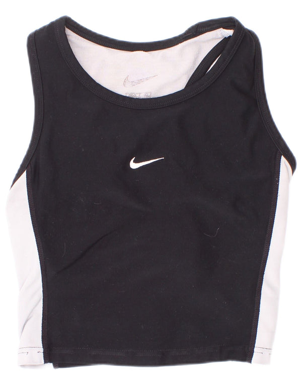 Dziewczęca koszulka z krótkim rękawem Nike Dri Fit w wieku 8-9 lat w kolorze czarnym, z blokami kolorów