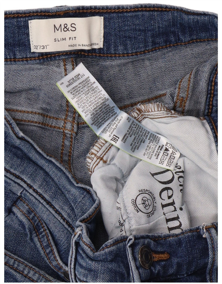 MARKS & SPENCER Męskie jeansy slim W32 L29 Niebieskie, bawełniane, klasyczne