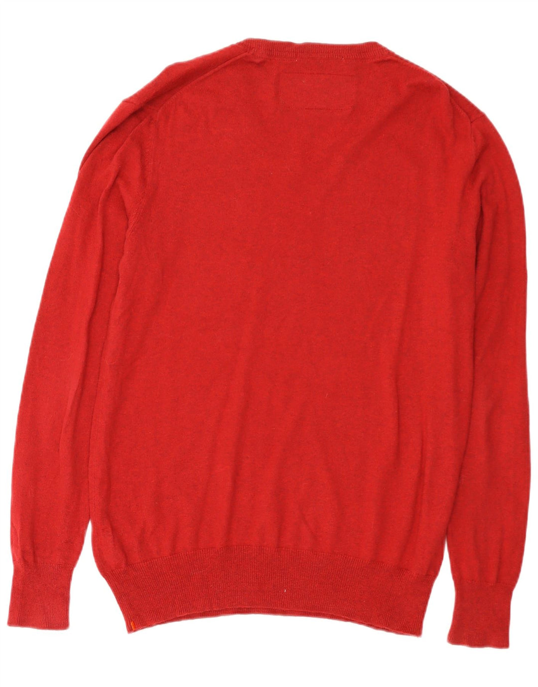 SUPERDRY Męski sweter z dekoltem w kształcie litery V, duży, czerwony, bawełniany
