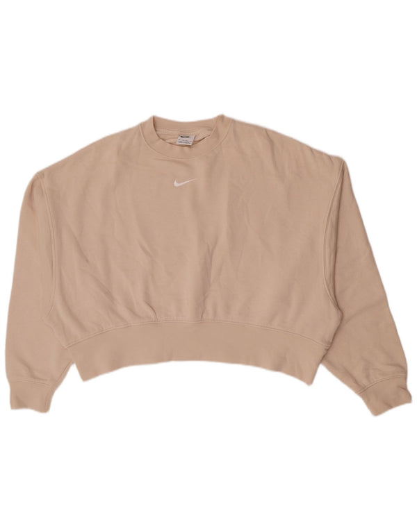 Damski sweter oversize Nike UK 6 XS, beżowy, bawełniany