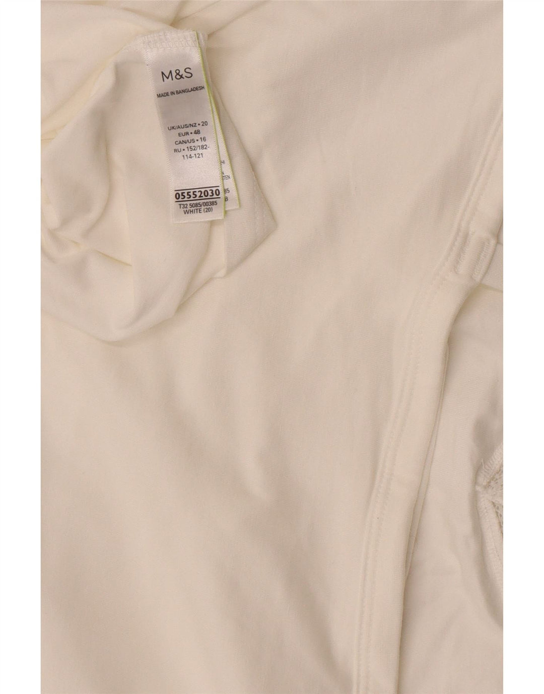 Marks & Spencer Krótki top damski na ramiączkach UK 20 2XL Biała bawełna