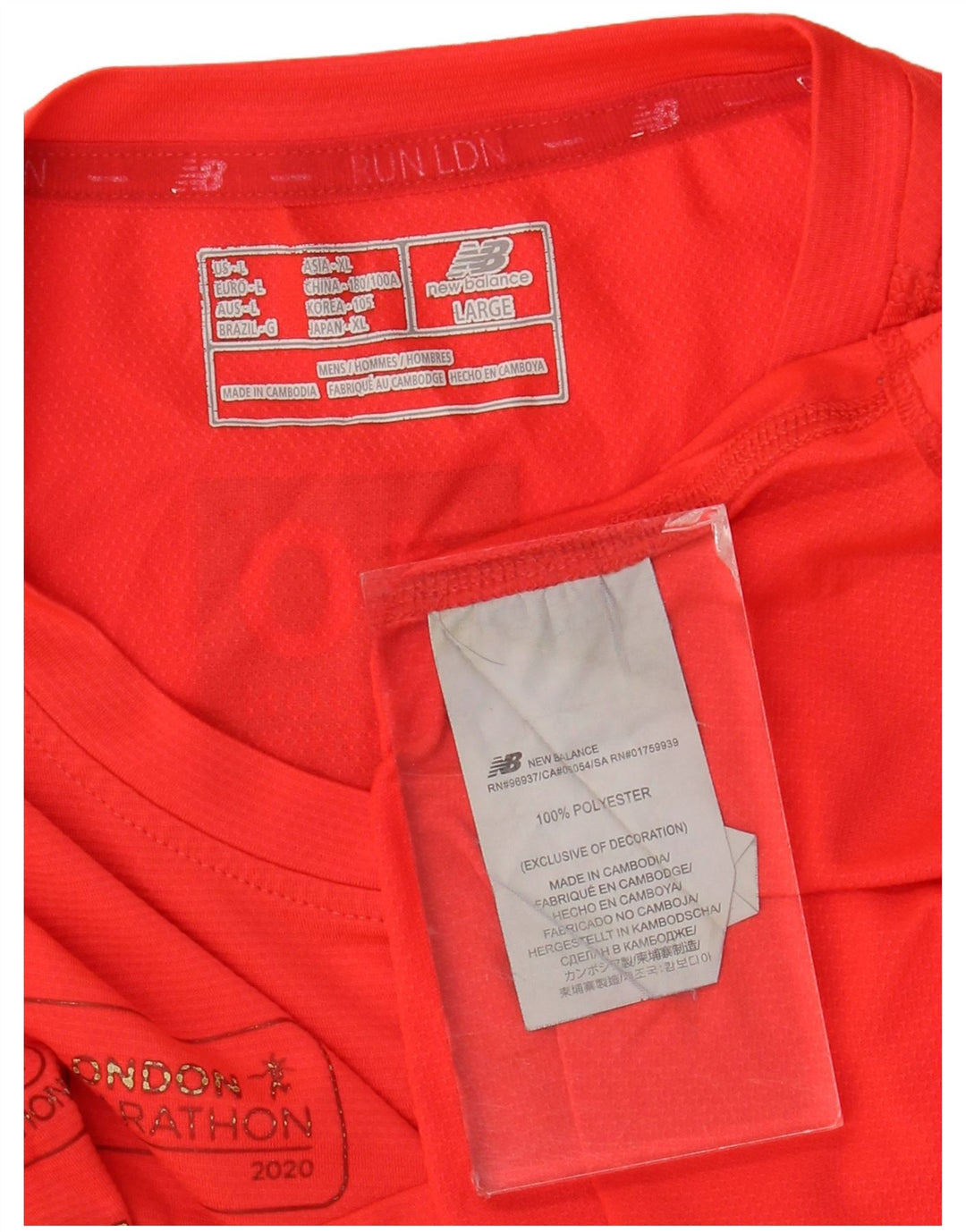 Męski T-shirt z grafiką New Balance, duży, czerwony, poliester