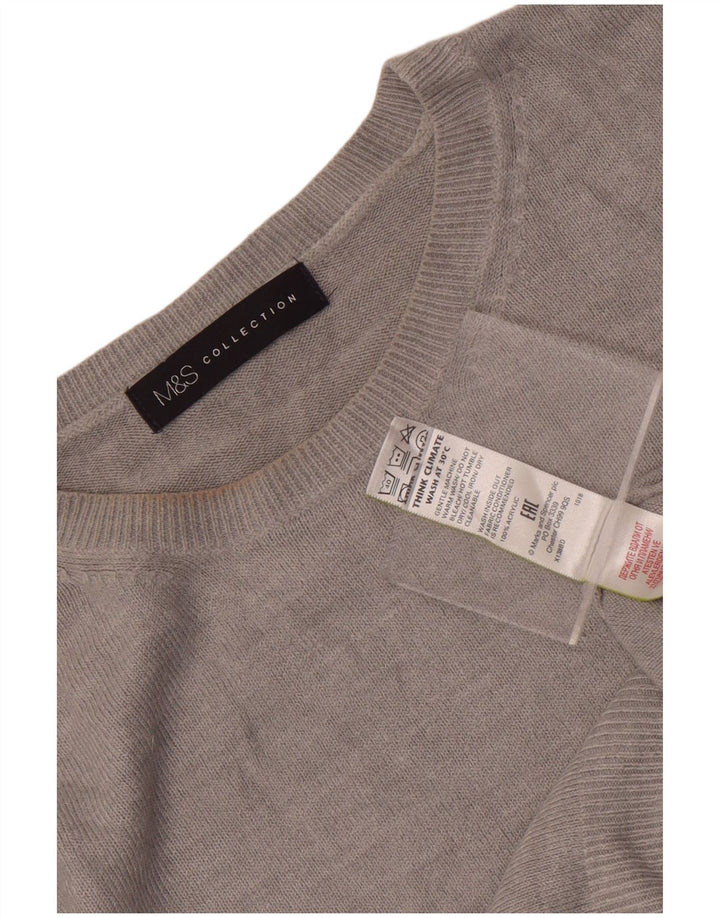 Marks & Spencer Damski sweter z okrągłym dekoltem UK 14, duży, szary, akrylowy