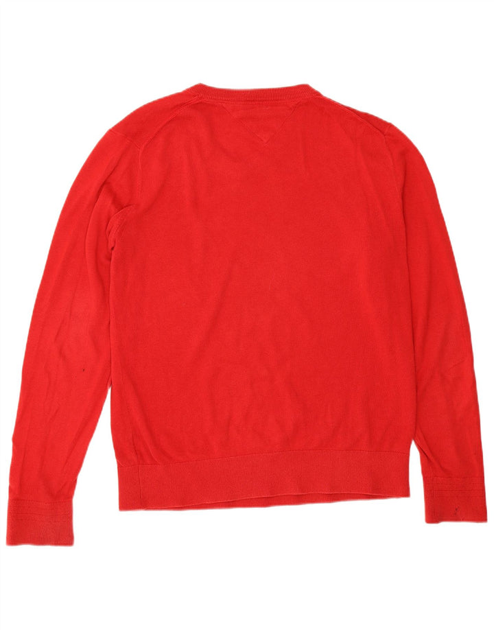 Męski sweter Tommy Hilfiger z dekoltem w kształcie litery V, mały, czerwony