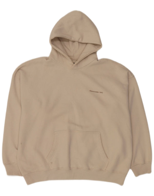 Męski sweter z kapturem XL, beżowy, bawełniany Abercrombie & Fitch
