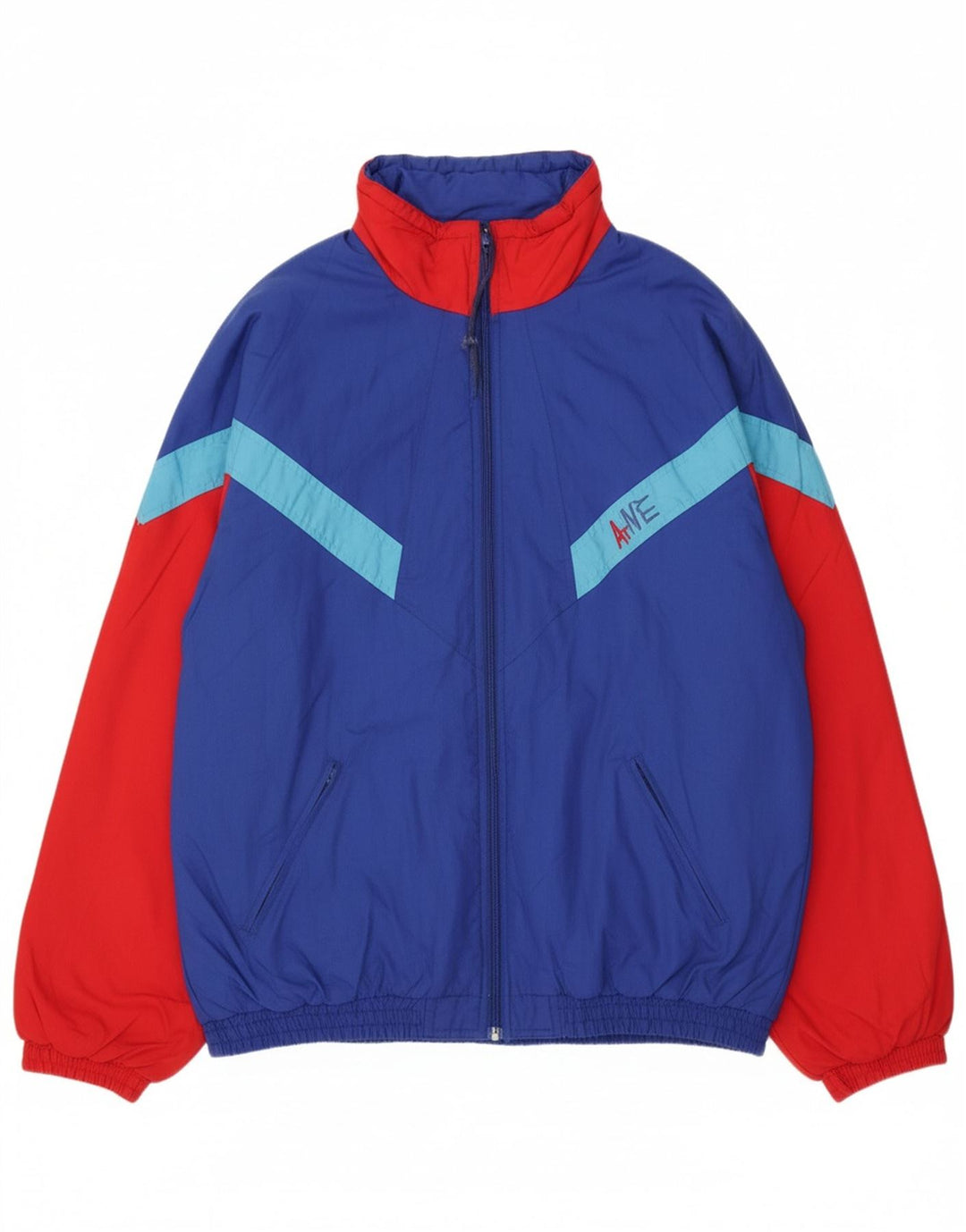 VINTAGE Mens Loose Fit Tracksuit Top Jacket  Medium Blue Colourblock
