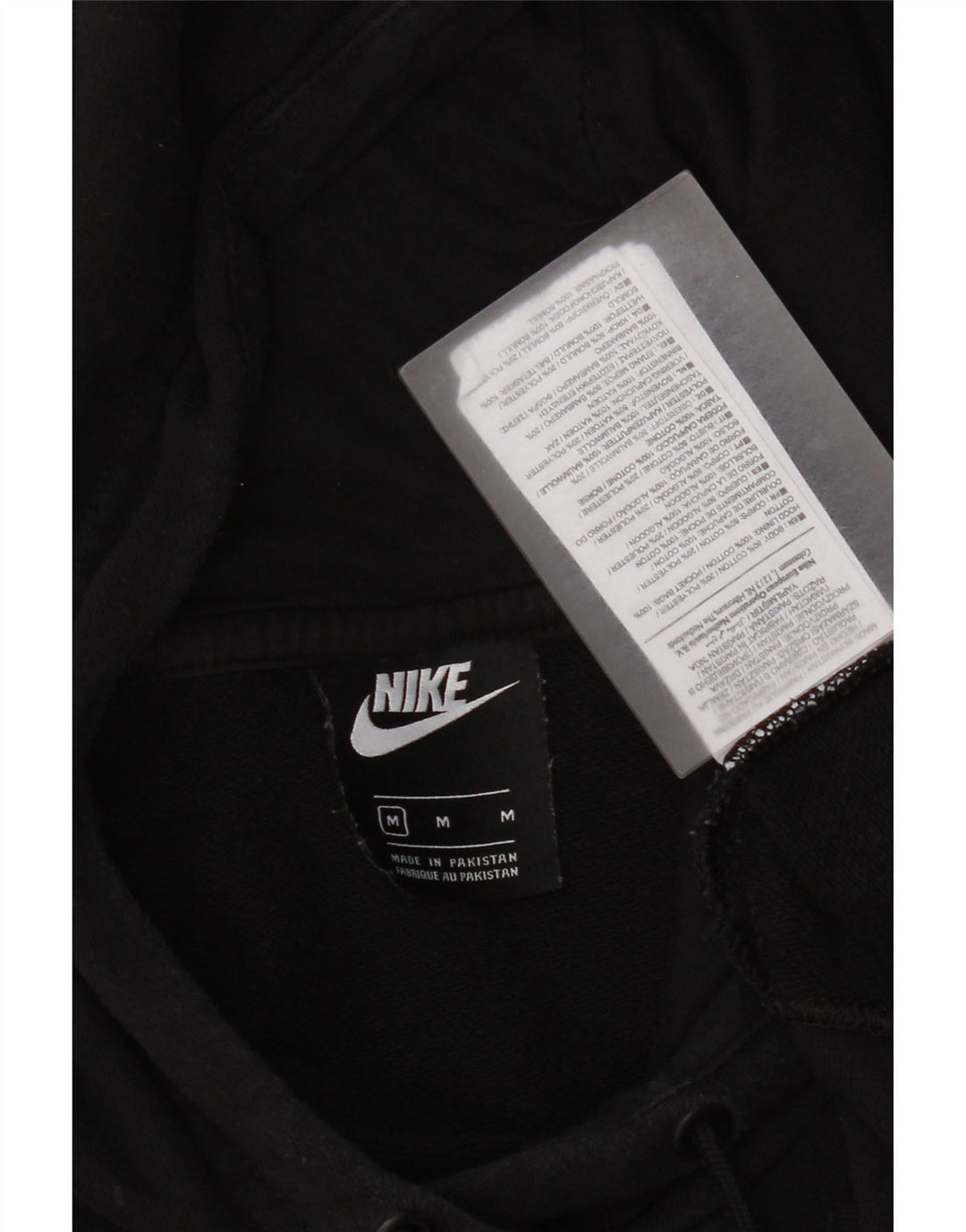 Damska bluza z kapturem o przedłużonym fasonie Nike, UK 14, średnia czarna bawełna