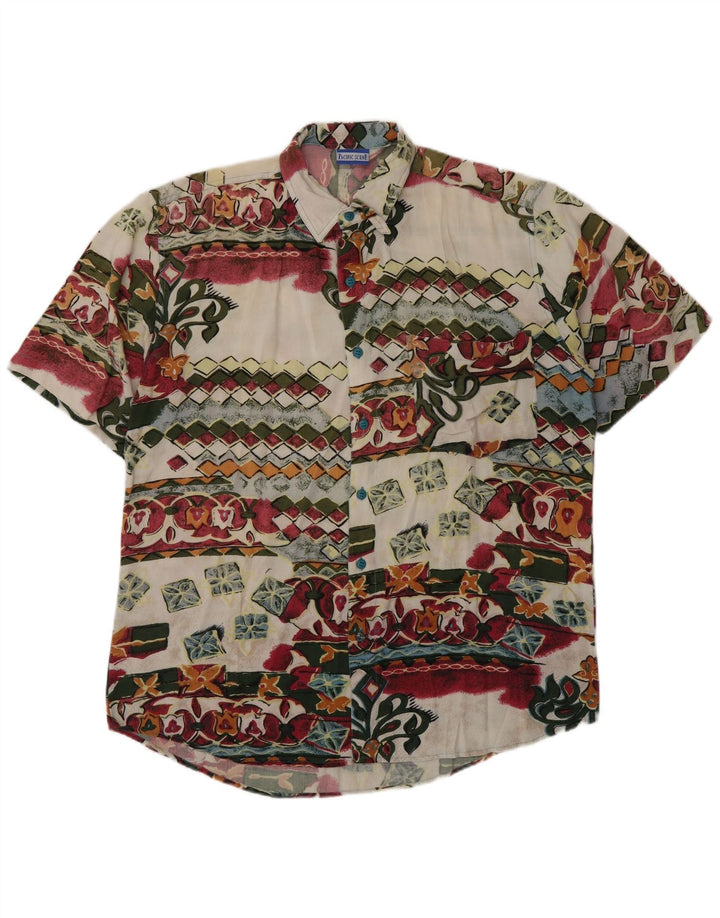 Męska koszula z krótkim rękawem w stylu vintage, abstrakcyjny wzór, duża, wielobarwna